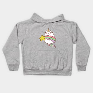 Caticorn Holding a Star Kids Hoodie